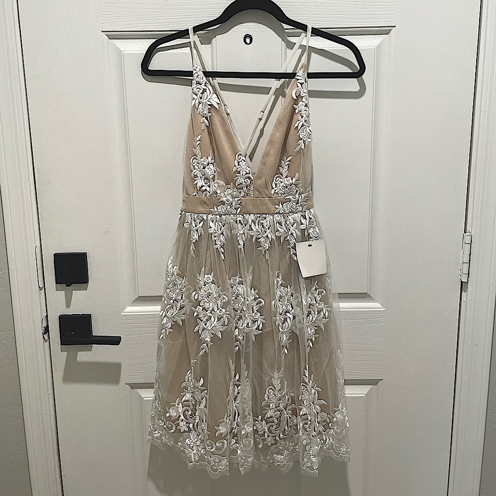 White lace mini dress